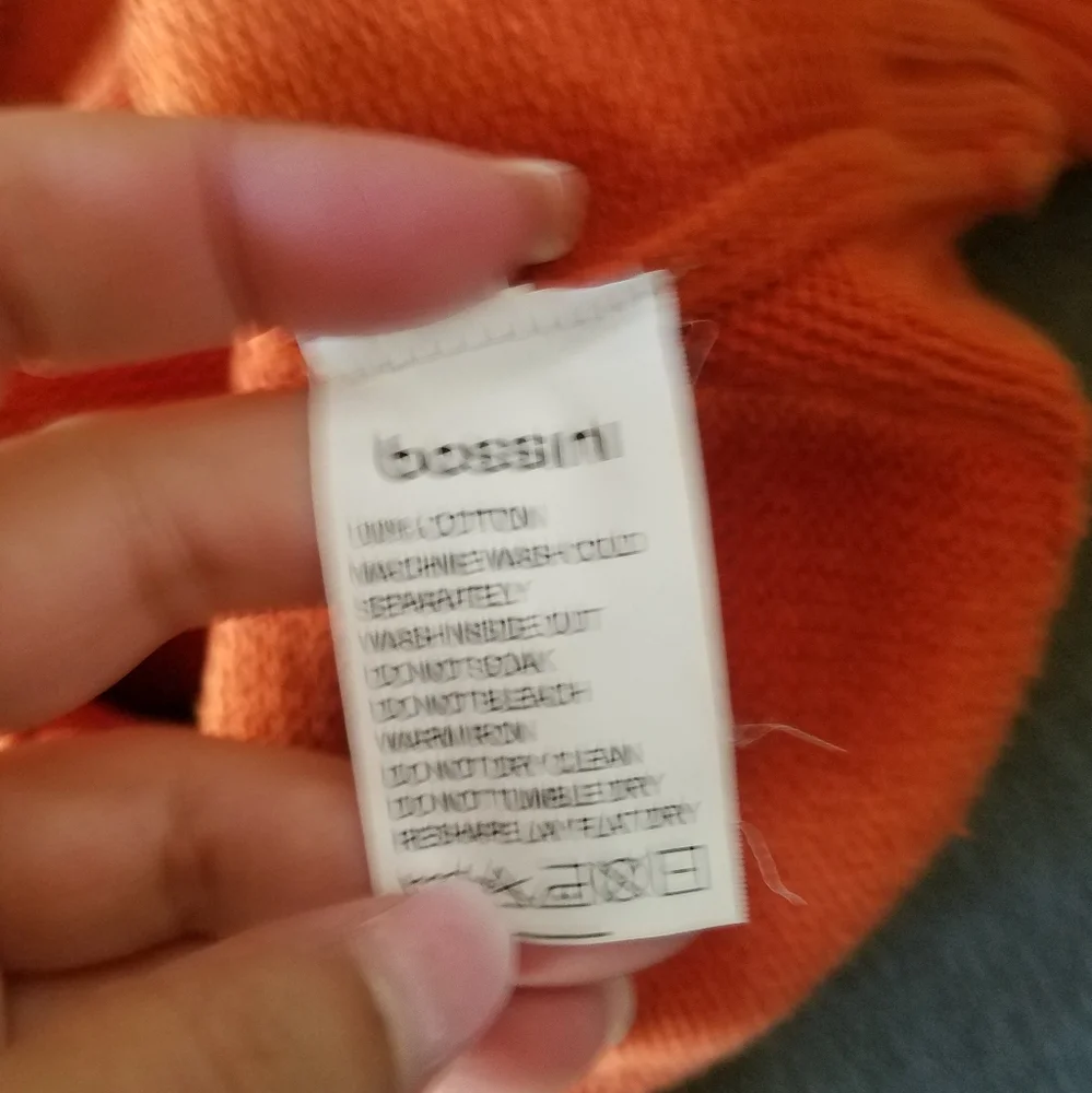 Men’s Pumpkin Orange Bossini V-neck Knit Sweater from England